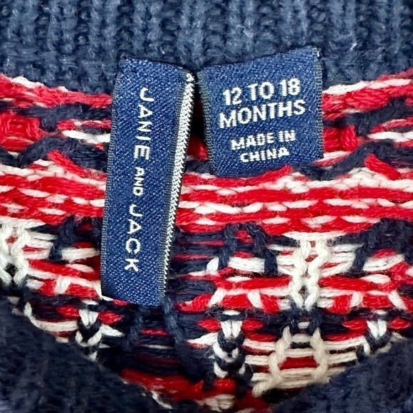 Janie and Jack Fairisle sweater with hearts size 12 - 18M - Picture 6 of 8